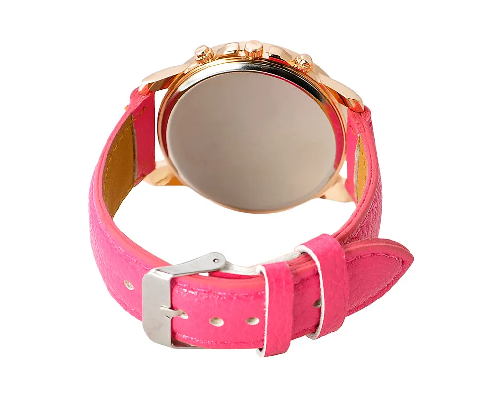 10 Pcs Geneva Unisex Gold Plated Round Leather Wrist Watches