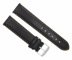 18MM ITALIAN SMOOTH LEATHER WATCH STRAP BAND FOR BREITLING BLACK ORANGE STITCH