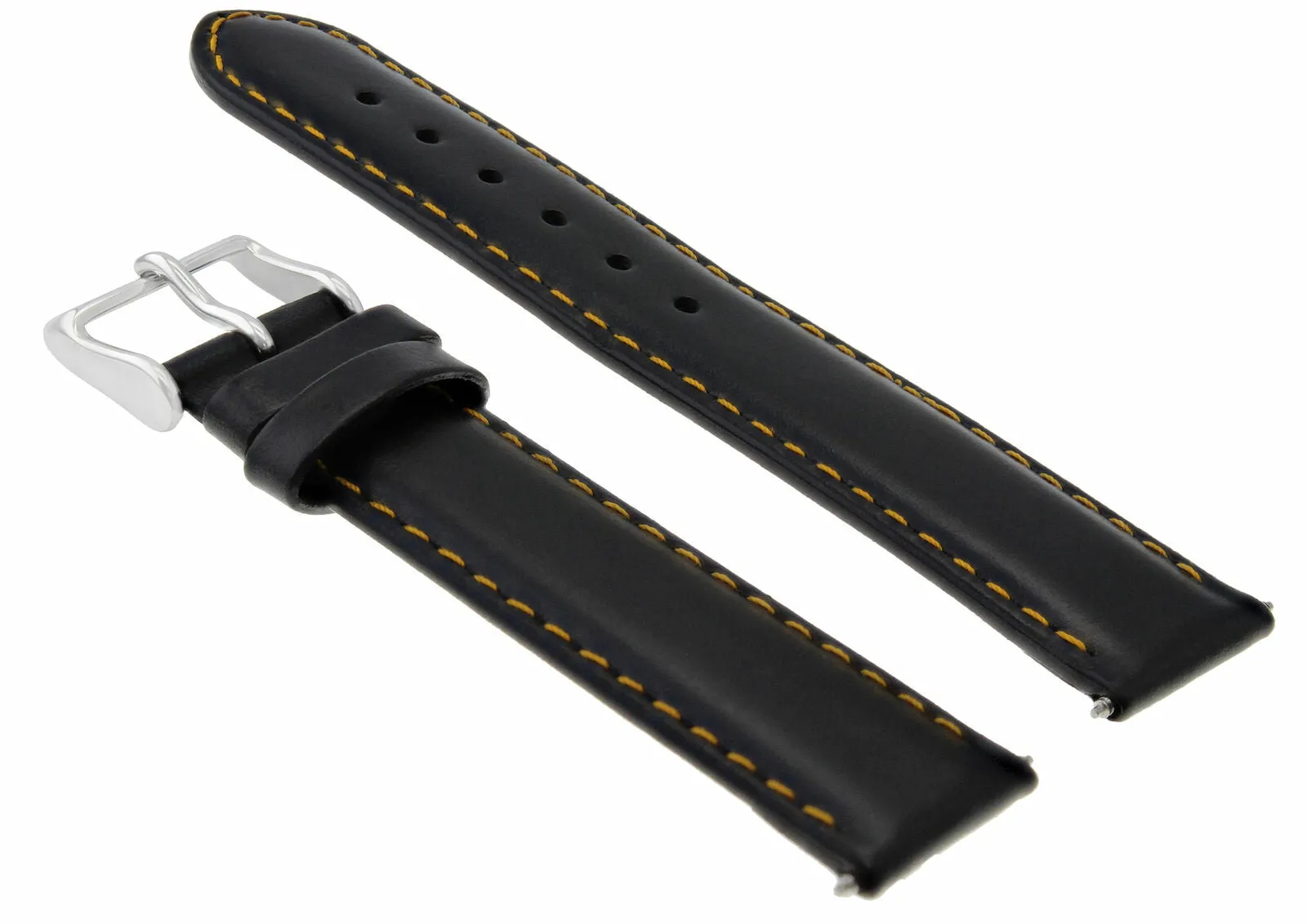18MM ITALIAN SMOOTH LEATHER WATCH STRAP BAND FOR BREITLING BLACK ORANGE STITCH