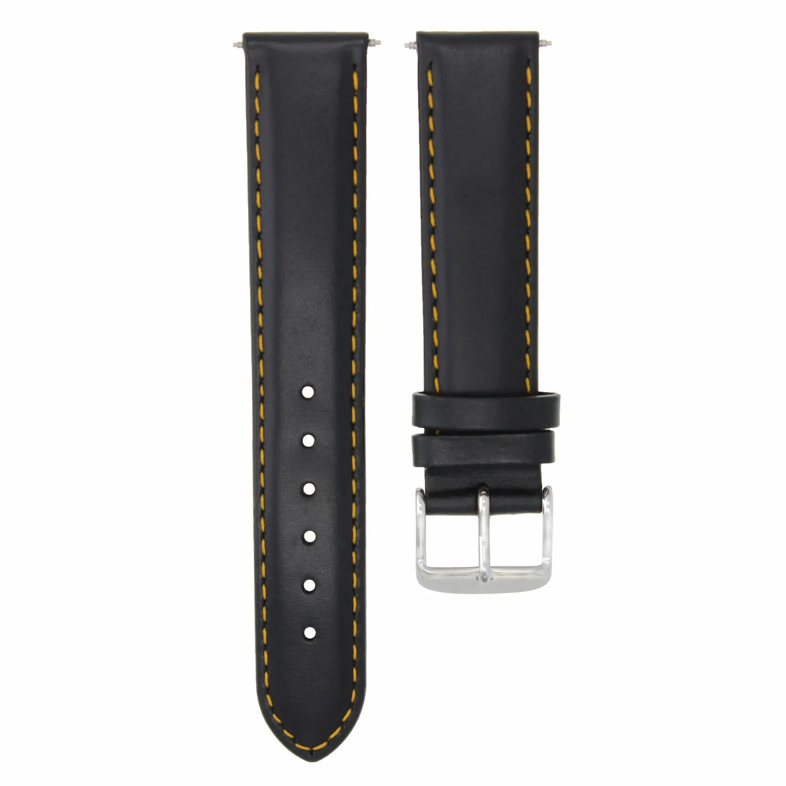 18MM ITALIAN SMOOTH LEATHER WATCH STRAP BAND FOR BREITLING BLACK ORANGE STITCH