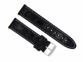 18MM LEATHER STRAP BAND FOR BREITLING WATCH PILOT NAVITIMER BLACK WHITE STITCH
