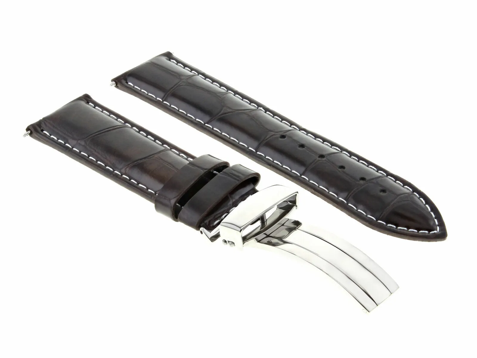 18MM LEATHER WATCH BAND STRAP FOR BREITLING PILOT COLT DEPLOYMENT BUCKLE BROWN