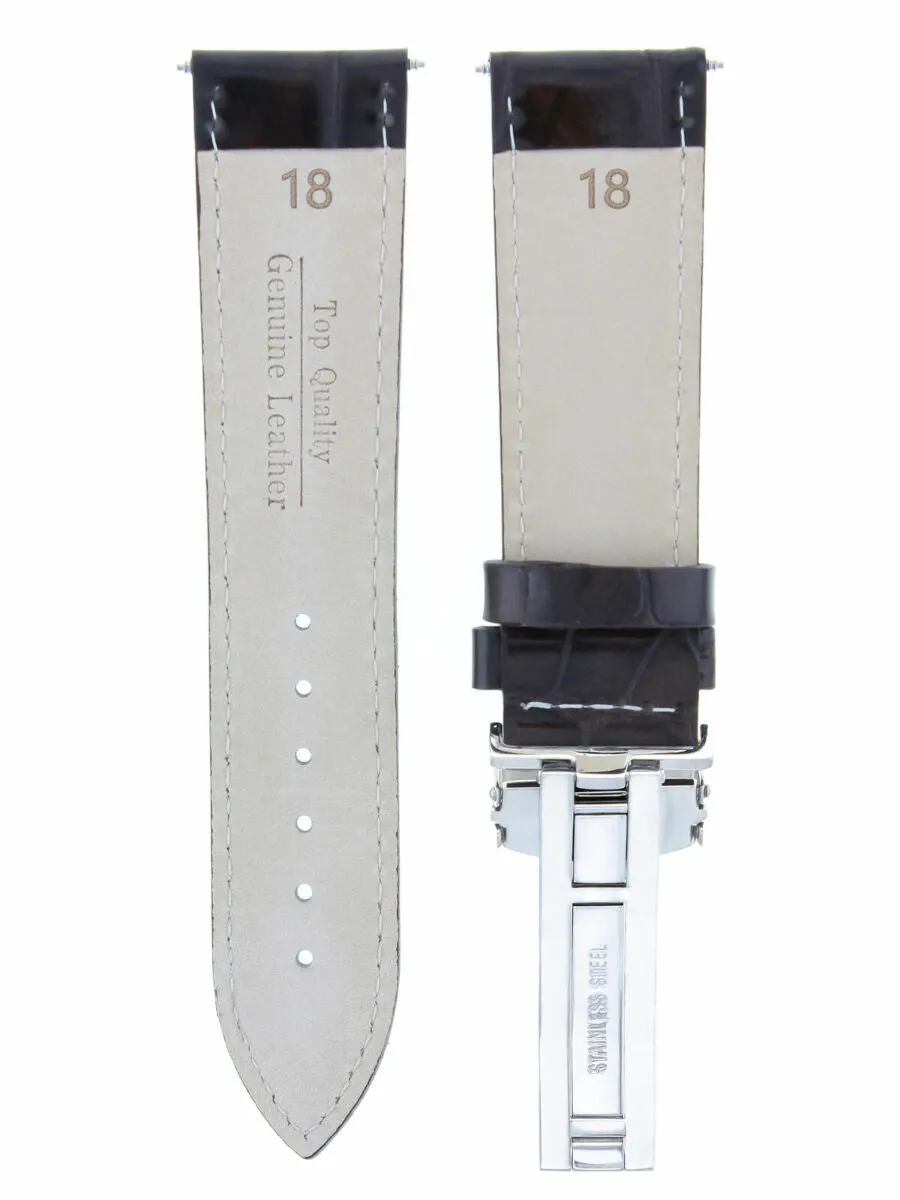 18MM LEATHER WATCH BAND STRAP FOR BREITLING PILOT COLT DEPLOYMENT BUCKLE BROWN