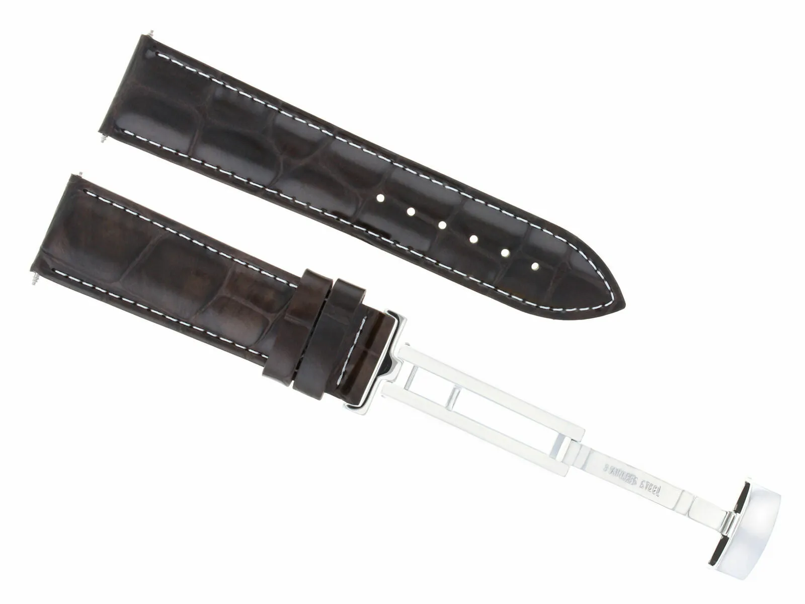 18MM LEATHER WATCH BAND STRAP FOR BREITLING PILOT COLT DEPLOYMENT BUCKLE BROWN