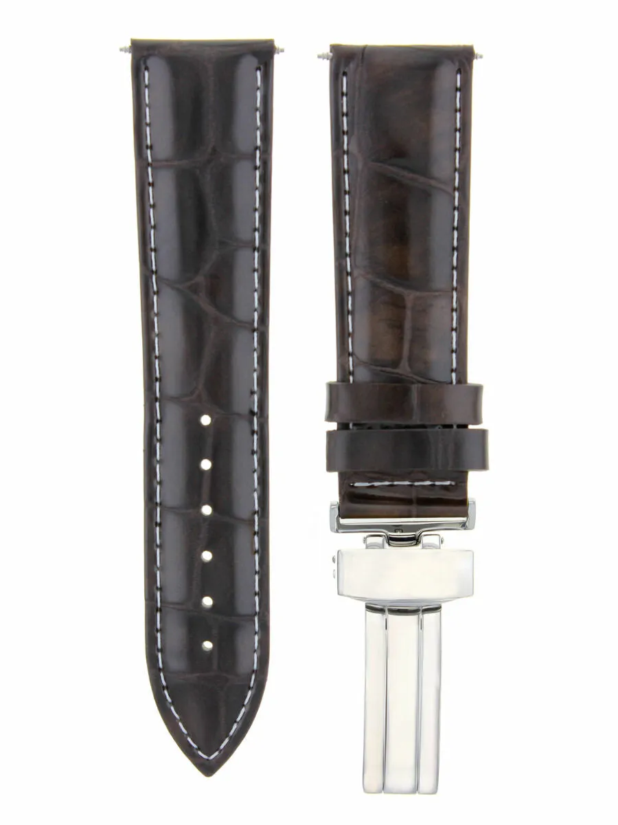 18MM LEATHER WATCH BAND STRAP FOR BREITLING PILOT COLT DEPLOYMENT BUCKLE BROWN