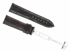 18MM LEATHER WATCH BAND STRAP FOR BREITLING PILOT COLT DEPLOYMENT BUCKLE BROWN