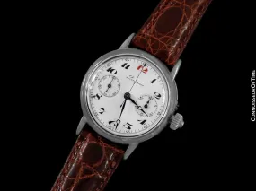 1914 Longines Caliber 13.33 Mens Single Button World War I Military Chronograph, Silver - Legendary Chronograph