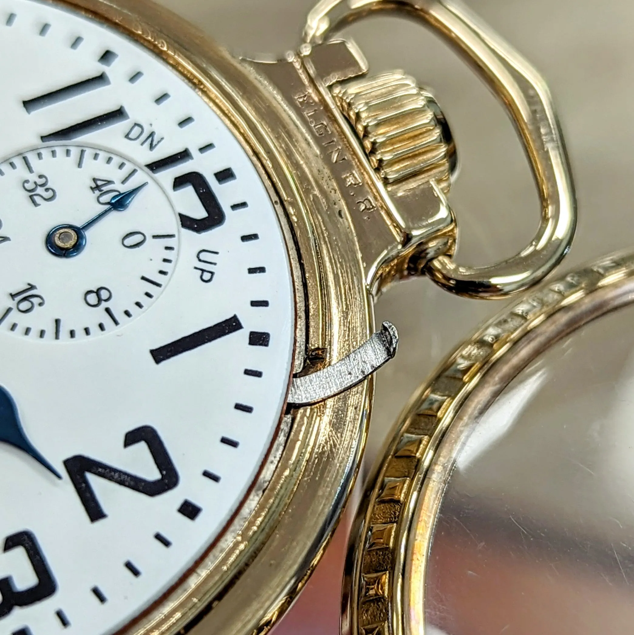 1926 ELGIN B. W. Raymond Pocket Watch Up Down Wind Indicator 21 Jewels 16s