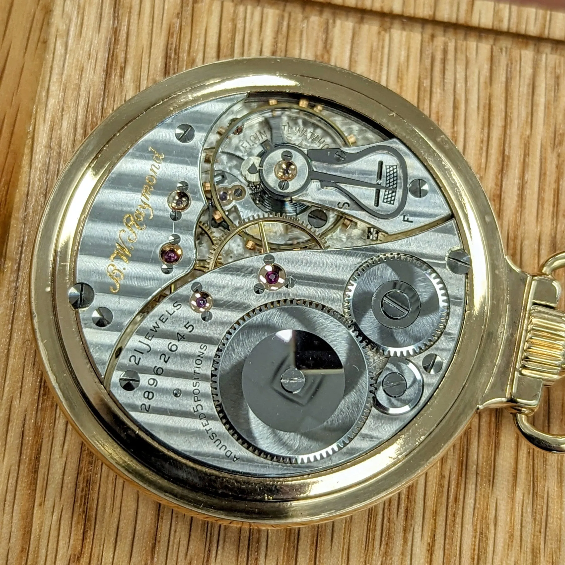 1926 ELGIN B. W. Raymond Pocket Watch Up Down Wind Indicator 21 Jewels 16s