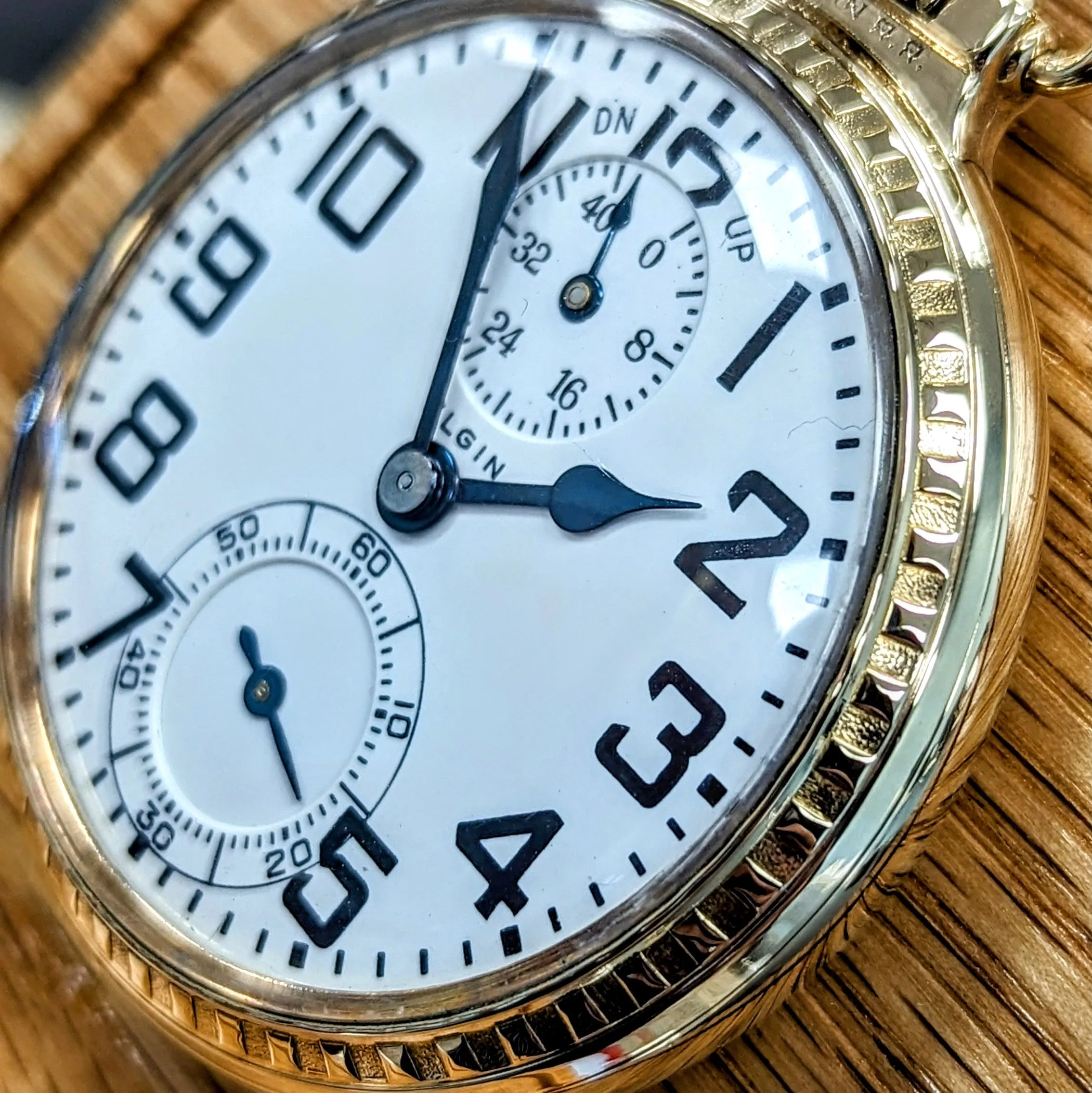1926 ELGIN B. W. Raymond Pocket Watch Up Down Wind Indicator 21 Jewels 16s