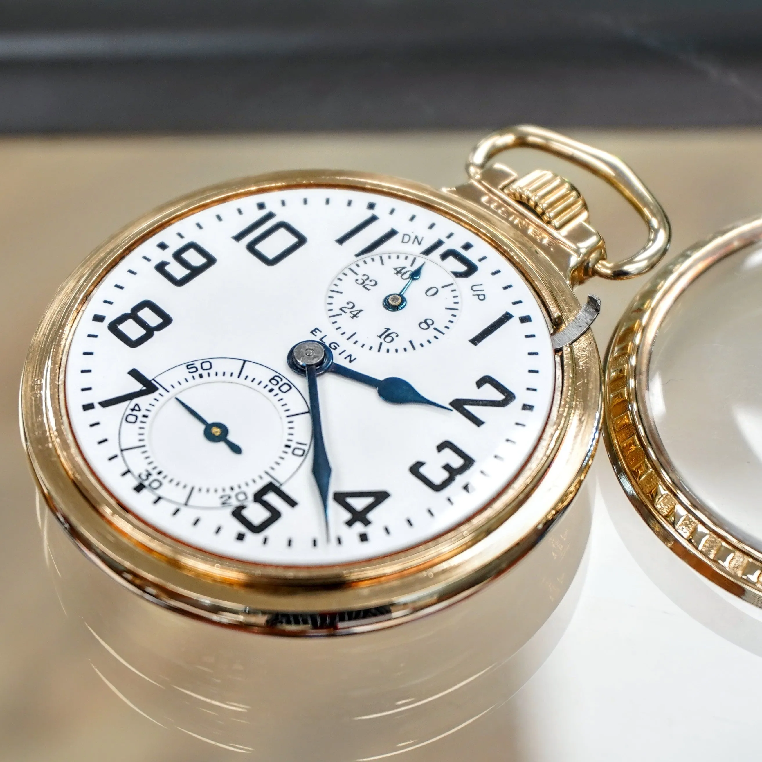 1926 ELGIN B. W. Raymond Pocket Watch Up Down Wind Indicator 21 Jewels 16s