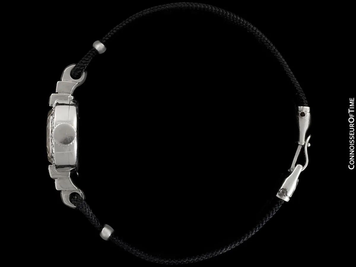 1930's Cartier Vintage Art Deco Ladies Watch with Original Cresarrow Case- Platinum & Diamonds