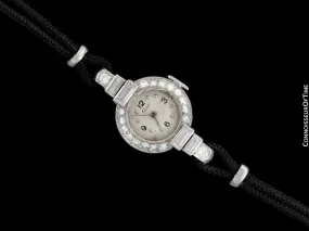 1930's Cartier Vintage Art Deco Ladies Watch with Original Cresarrow Case- Platinum & Diamonds