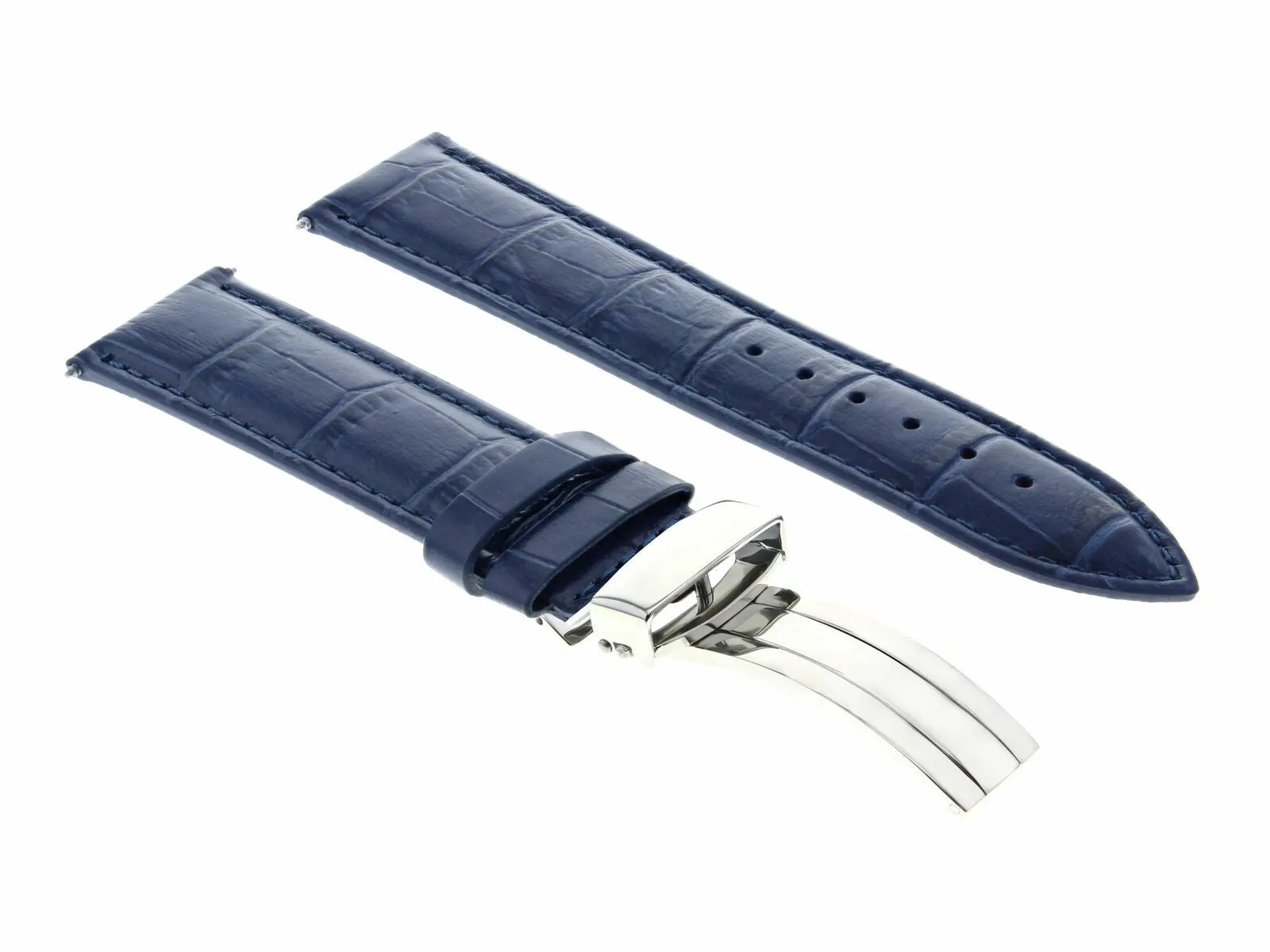 19MM LEATHER WATCH STRAP BAND FOR INVICTA PRO DIVER  DEPLOY CLASP BUCKLE BLUE