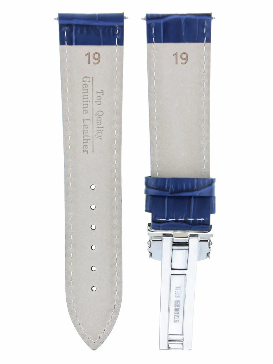 19MM LEATHER WATCH STRAP BAND FOR INVICTA PRO DIVER  DEPLOY CLASP BUCKLE BLUE