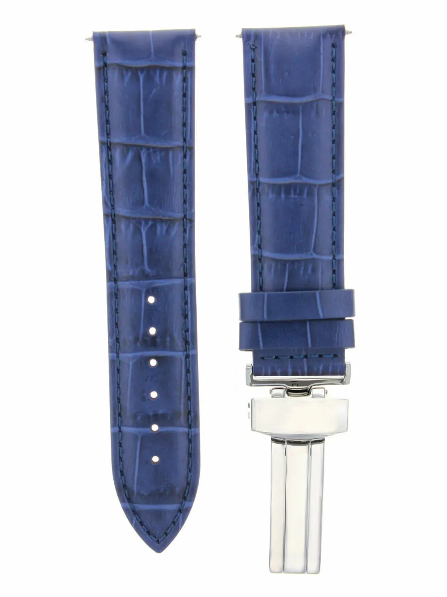 19MM LEATHER WATCH STRAP BAND FOR INVICTA PRO DIVER  DEPLOY CLASP BUCKLE BLUE