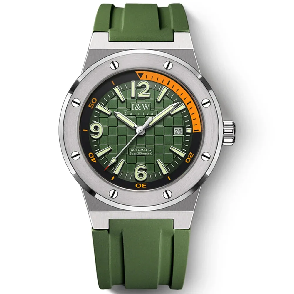 2021 New Switzerland I&amp;W Mechanical Watch For Men Brand Luxury Automatic Wrist Watch 50M Waterproof NH36A Reloj Hombre