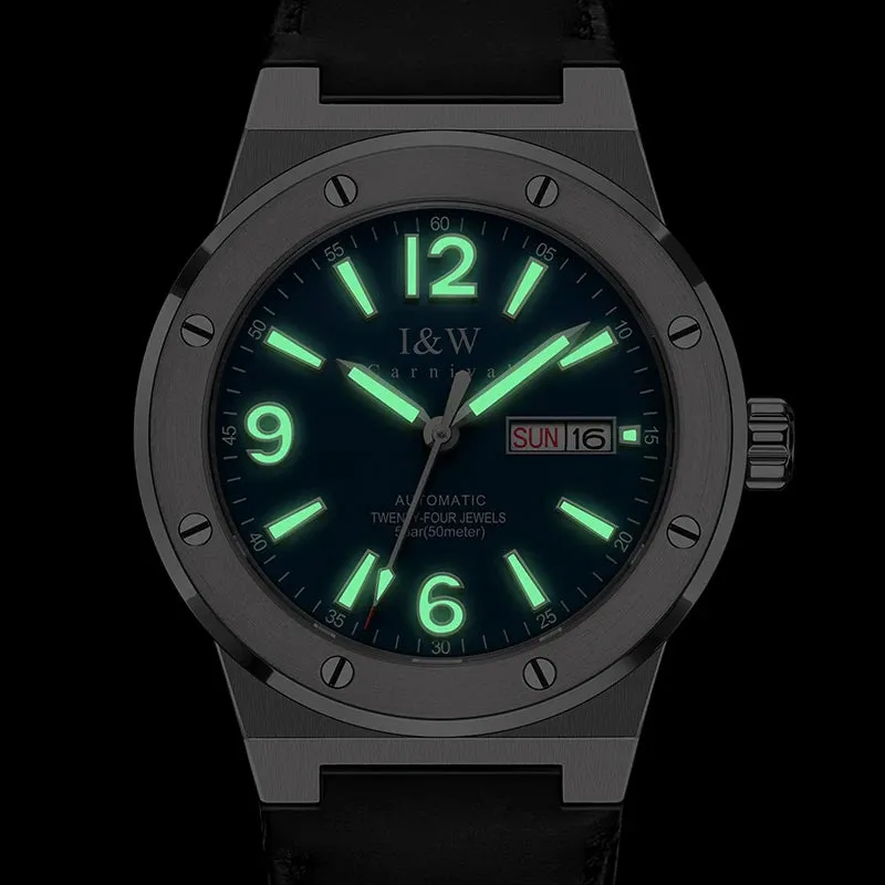2021 New Switzerland I&amp;W Mechanical Watch For Men Brand Luxury Automatic Wrist Watch 50M Waterproof NH36A Reloj Hombre