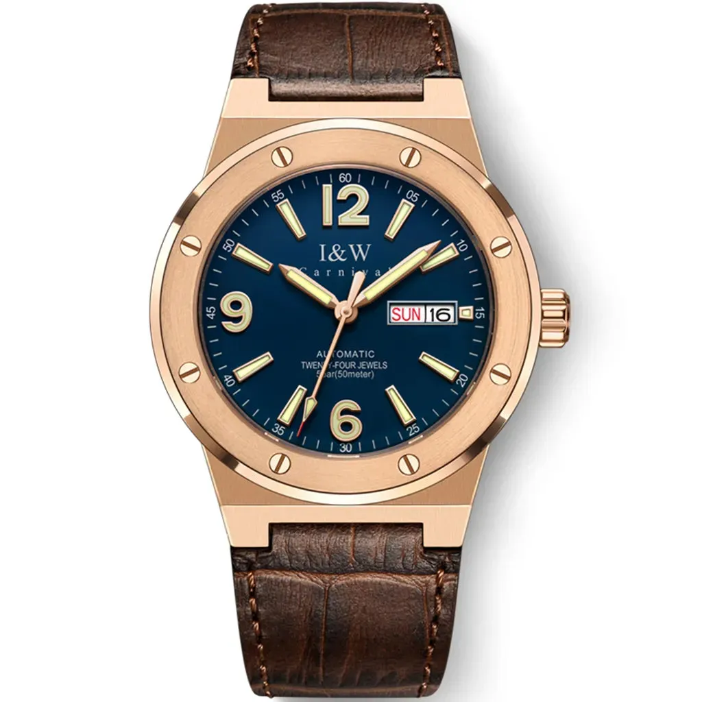 2021 New Switzerland I&amp;W Mechanical Watch For Men Brand Luxury Automatic Wrist Watch 50M Waterproof NH36A Reloj Hombre