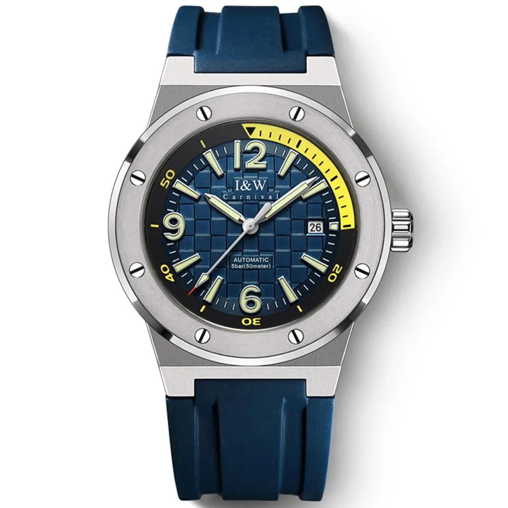 2021 New Switzerland I&amp;W Mechanical Watch For Men Brand Luxury Automatic Wrist Watch 50M Waterproof NH36A Reloj Hombre