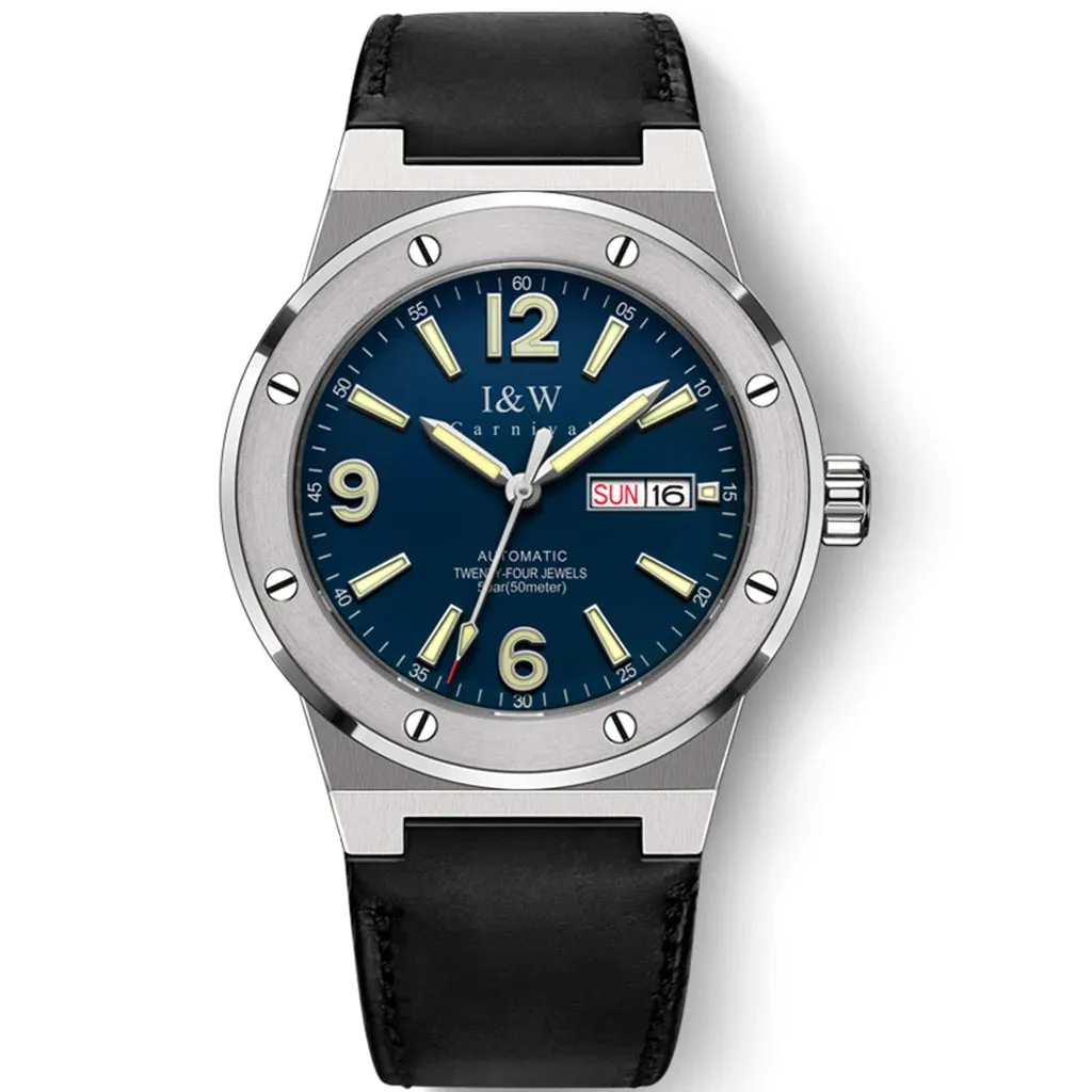 2021 New Switzerland I&amp;W Mechanical Watch For Men Brand Luxury Automatic Wrist Watch 50M Waterproof NH36A Reloj Hombre