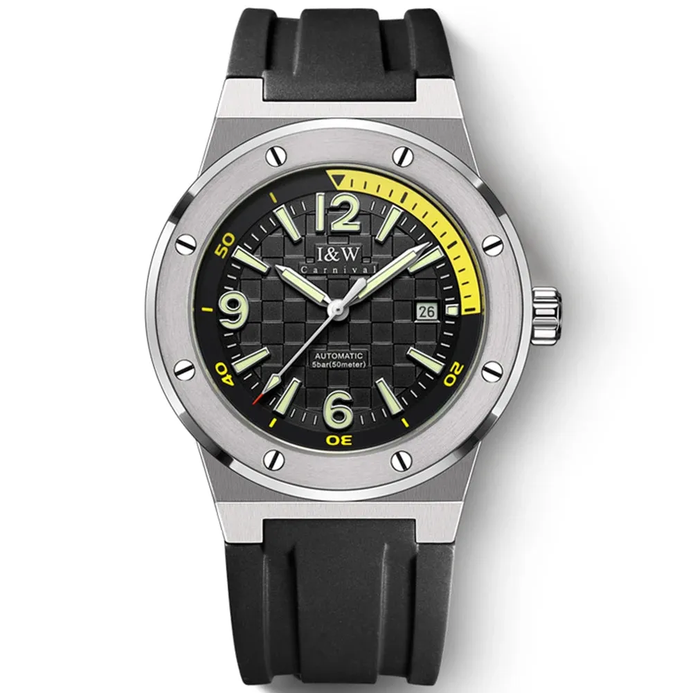 2021 New Switzerland I&amp;W Mechanical Watch For Men Brand Luxury Automatic Wrist Watch 50M Waterproof NH36A Reloj Hombre