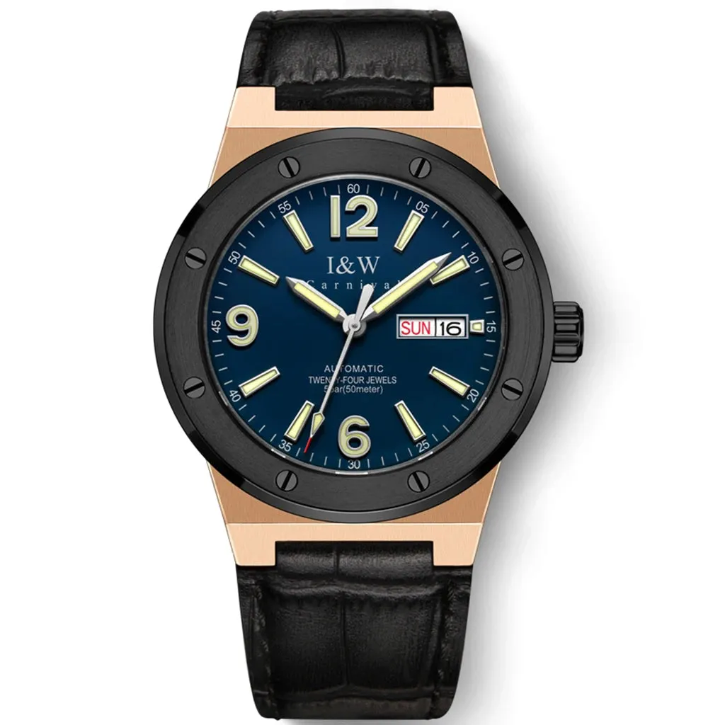 2021 New Switzerland I&amp;W Mechanical Watch For Men Brand Luxury Automatic Wrist Watch 50M Waterproof NH36A Reloj Hombre