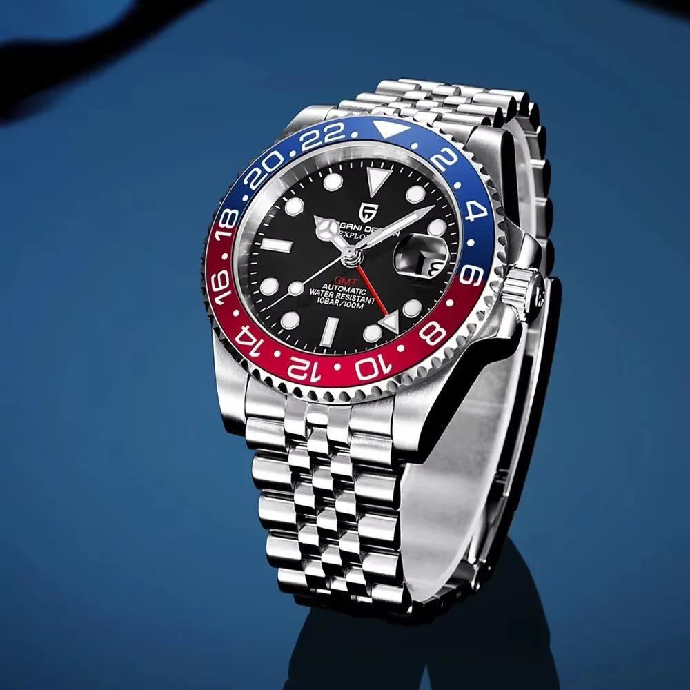 2024 New  Luxury Men Mechanical Watches Stainless Steel GMT Watch Top Brand Sapphire Glass Men Watch Reloj Hombre