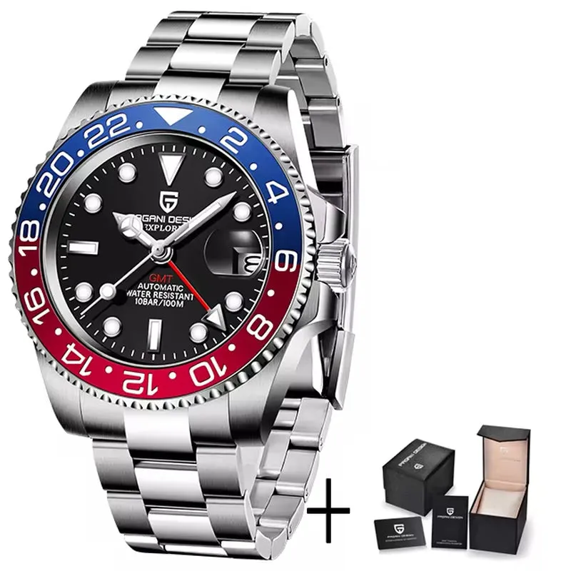 2024 New  Luxury Men Mechanical Watches Stainless Steel GMT Watch Top Brand Sapphire Glass Men Watch Reloj Hombre
