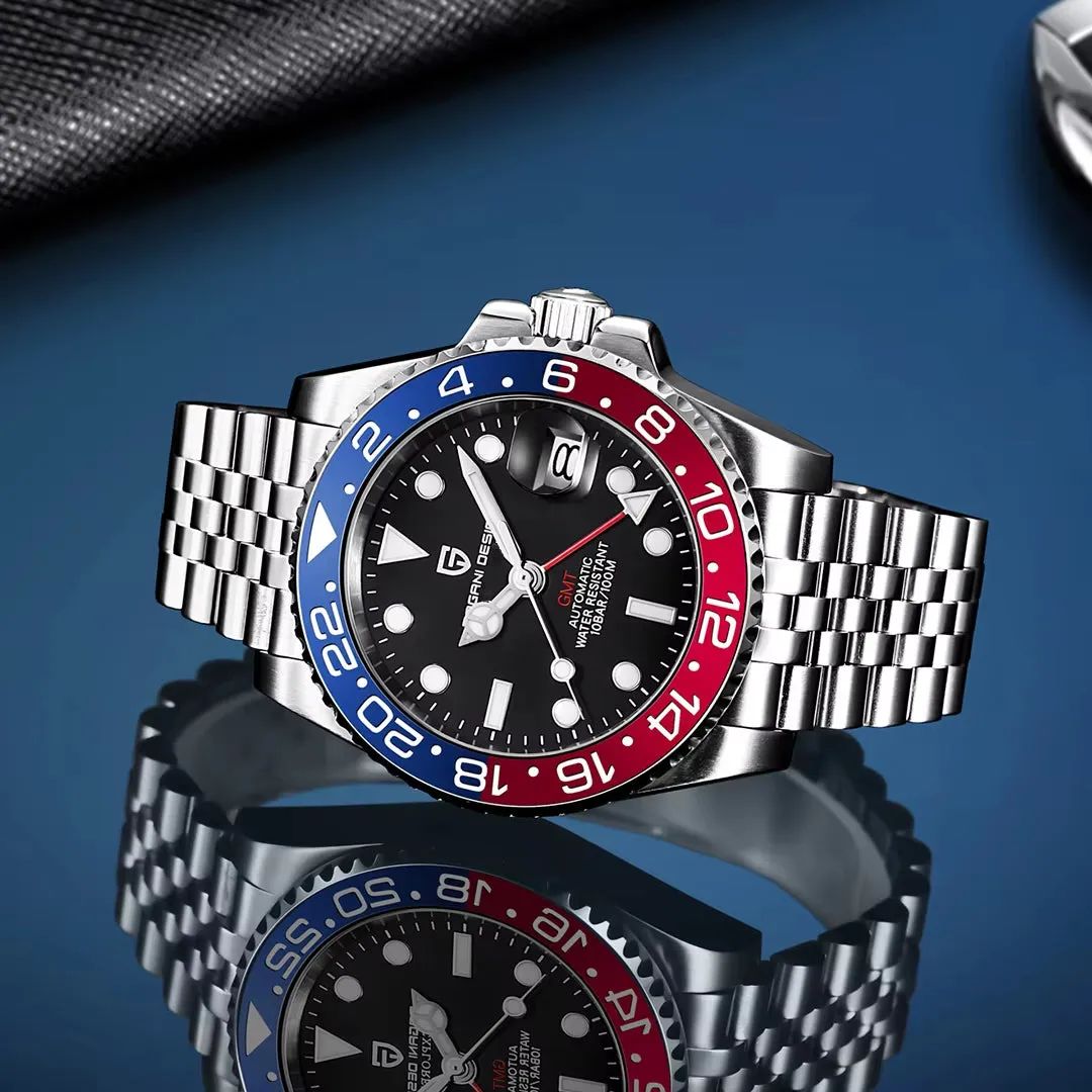 2024 New  Luxury Men Mechanical Watches Stainless Steel GMT Watch Top Brand Sapphire Glass Men Watch Reloj Hombre