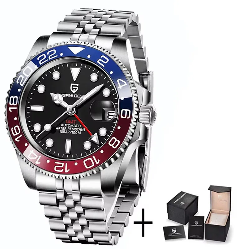2024 New  Luxury Men Mechanical Watches Stainless Steel GMT Watch Top Brand Sapphire Glass Men Watch Reloj Hombre