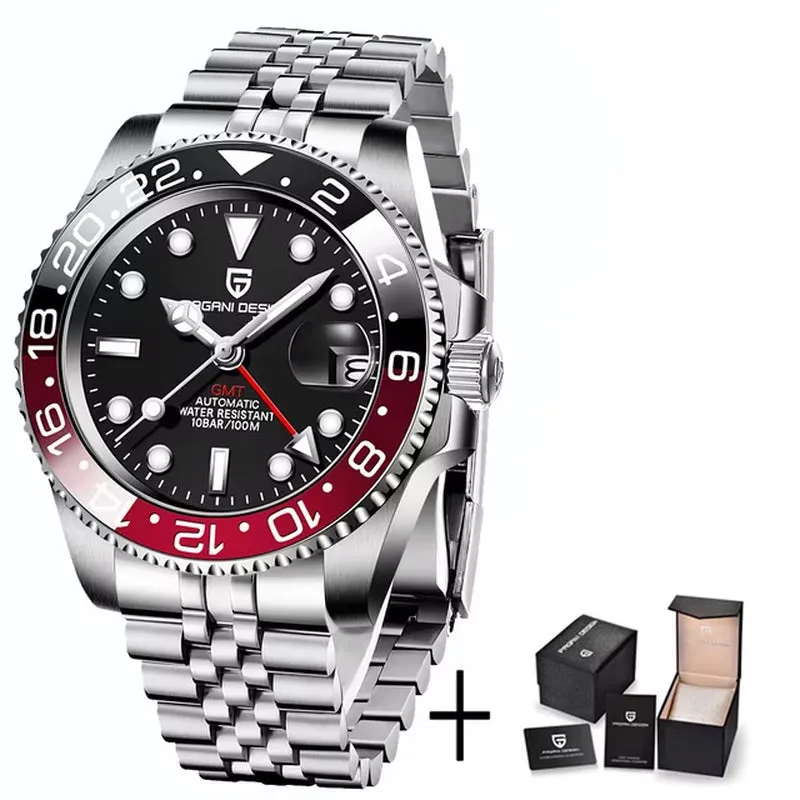 2024 New  Luxury Men Mechanical Watches Stainless Steel GMT Watch Top Brand Sapphire Glass Men Watch Reloj Hombre