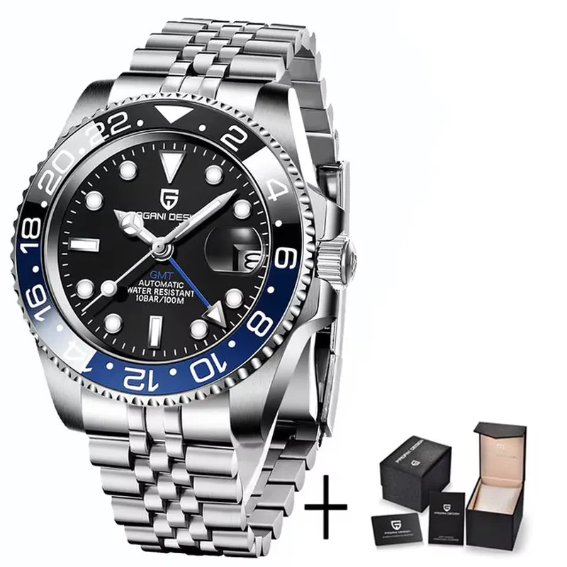 2024 New  Luxury Men Mechanical Watches Stainless Steel GMT Watch Top Brand Sapphire Glass Men Watch Reloj Hombre