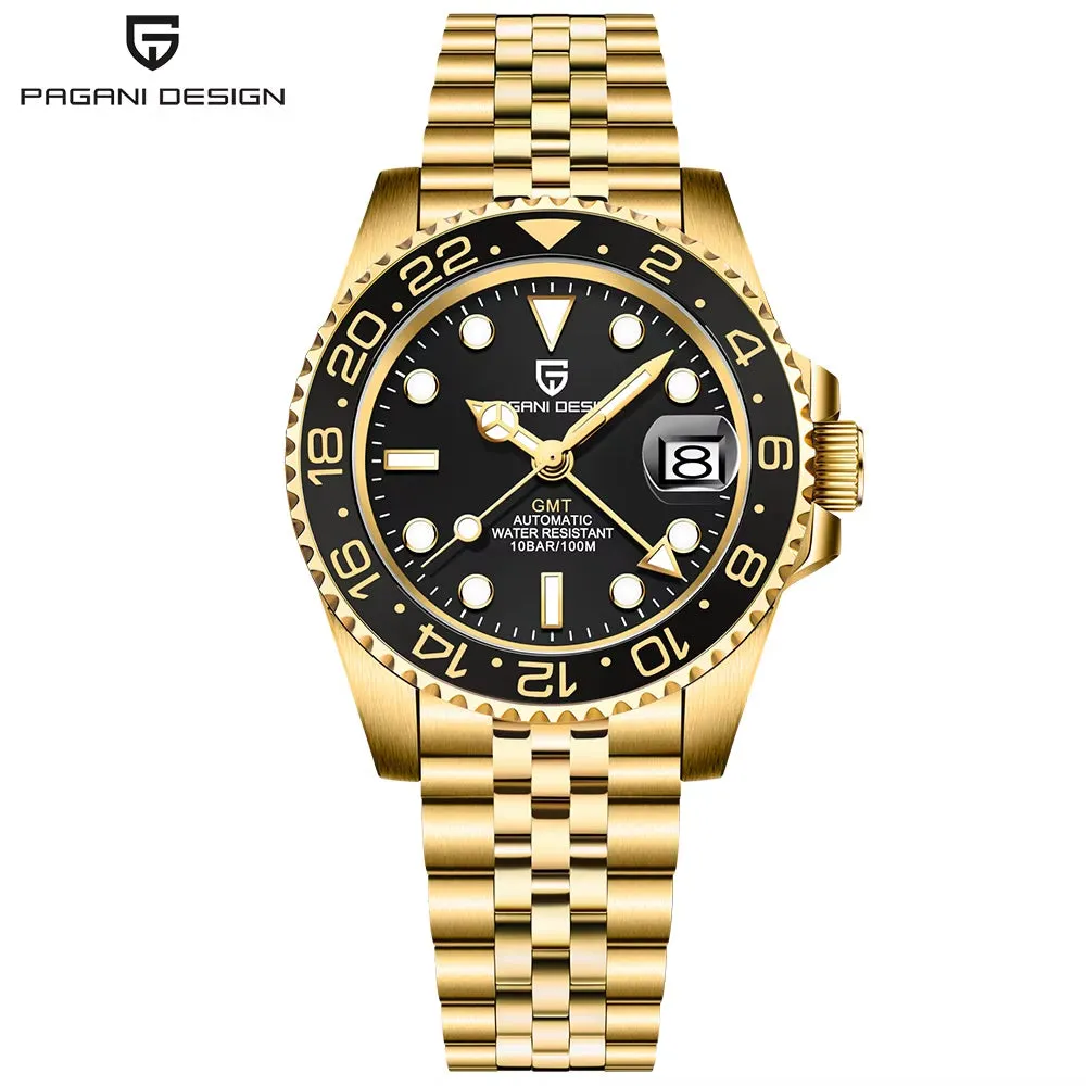 2024 New  Luxury Men Mechanical Watches Stainless Steel GMT Watch Top Brand Sapphire Glass Men Watch Reloj Hombre