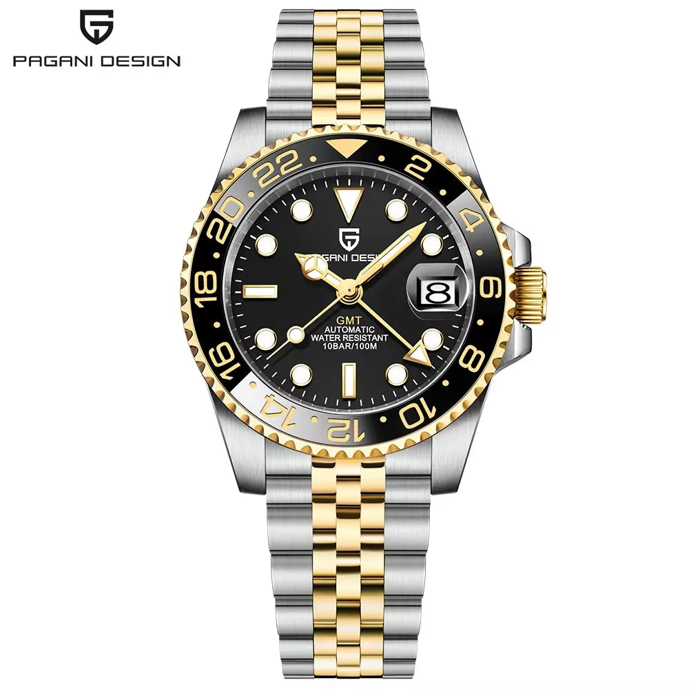 2024 New  Luxury Men Mechanical Watches Stainless Steel GMT Watch Top Brand Sapphire Glass Men Watch Reloj Hombre