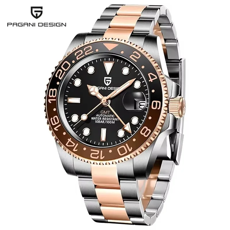 2024 New  Luxury Men Mechanical Watches Stainless Steel GMT Watch Top Brand Sapphire Glass Men Watch Reloj Hombre