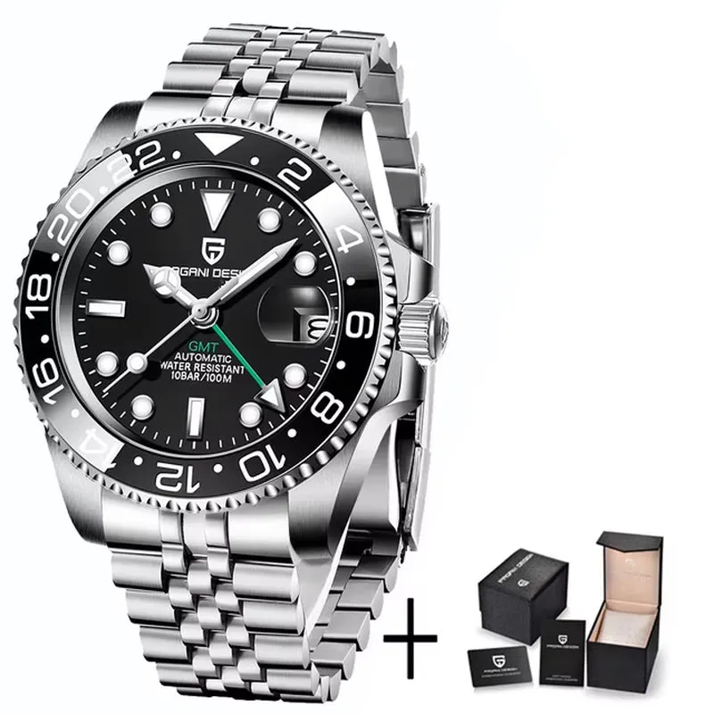 2024 New  Luxury Men Mechanical Watches Stainless Steel GMT Watch Top Brand Sapphire Glass Men Watch Reloj Hombre