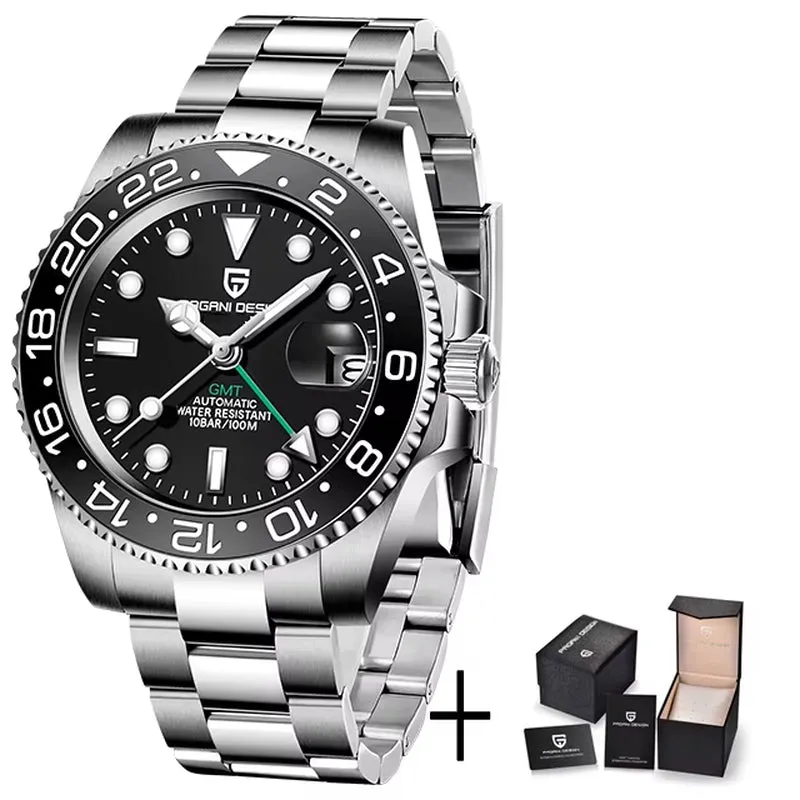 2024 New  Luxury Men Mechanical Watches Stainless Steel GMT Watch Top Brand Sapphire Glass Men Watch Reloj Hombre