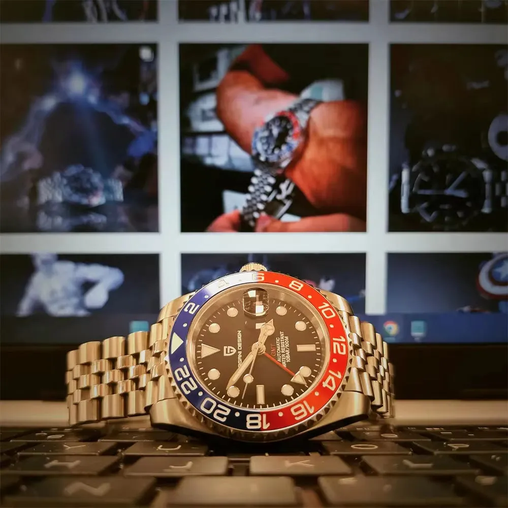 2024 New  Luxury Men Mechanical Watches Stainless Steel GMT Watch Top Brand Sapphire Glass Men Watch Reloj Hombre