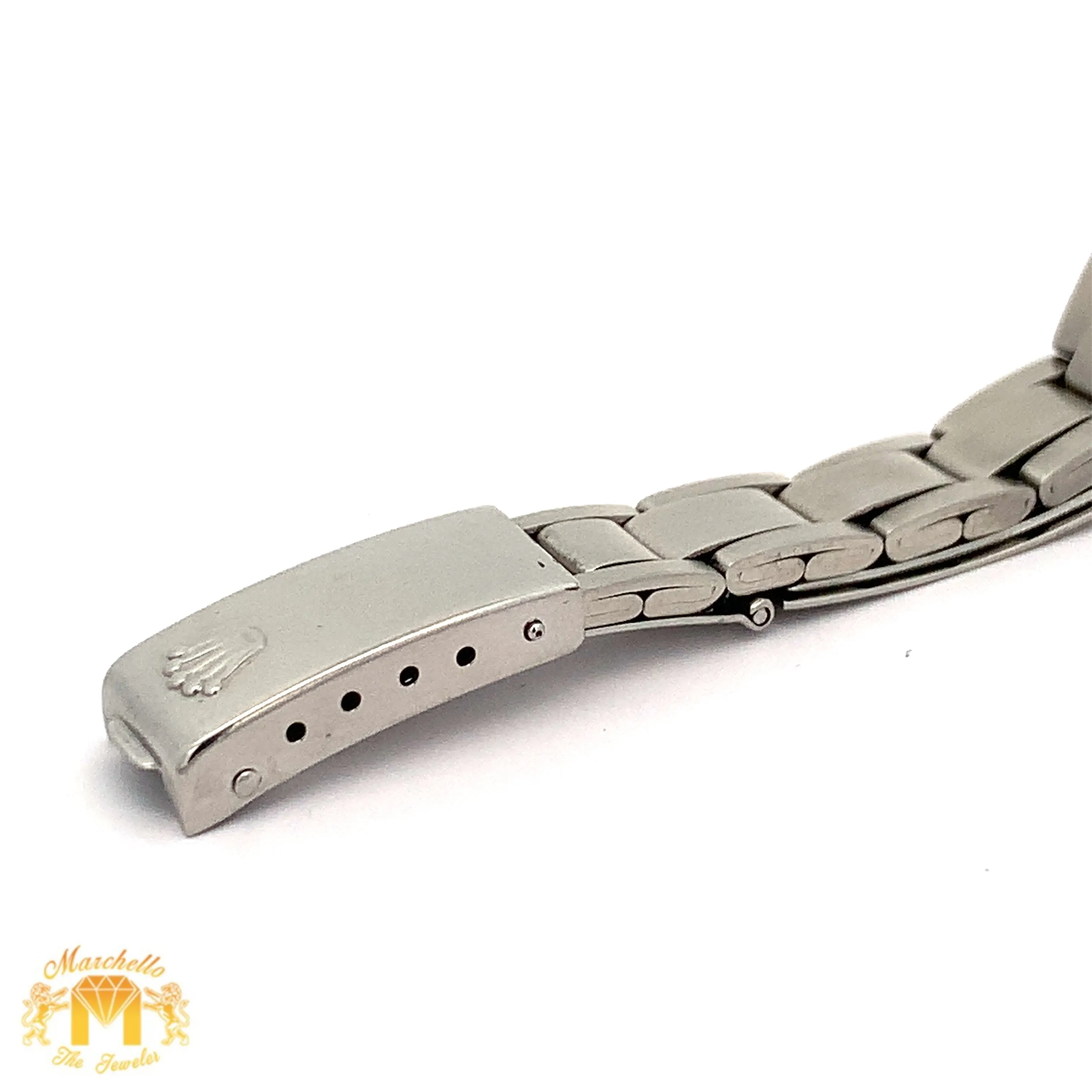 26mm Ladies` Rolex Watch with Stainless Steel Oyster Bracelet (diamond bezel, diamond green mother of pearl (MOP)dial)