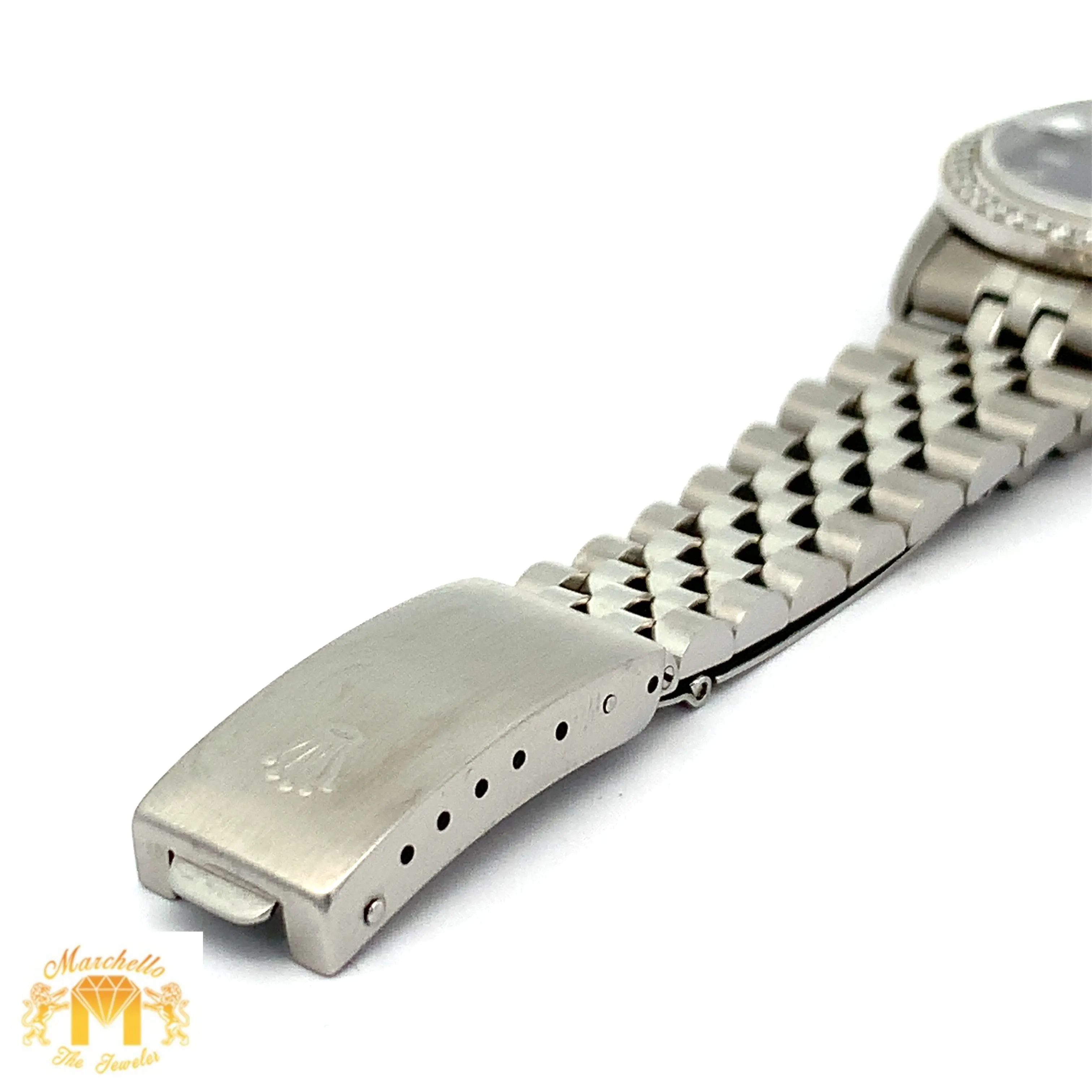 31mm Rolex Watch with Stainless Steel Jubilee Bracelet (custom diamond bezel)