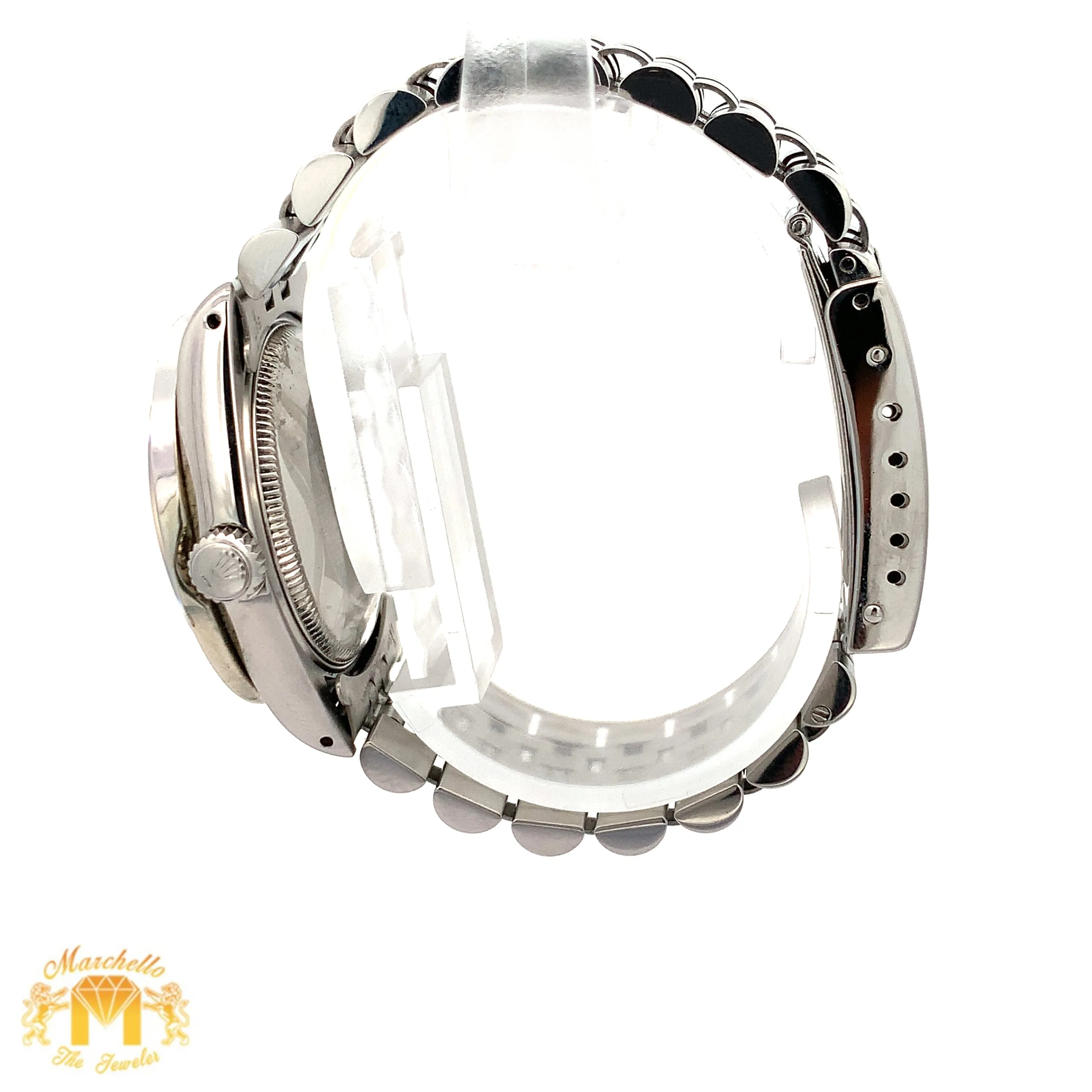 31mm Rolex Watch with Stainless Steel Jubilee Bracelet (custom diamond bezel)