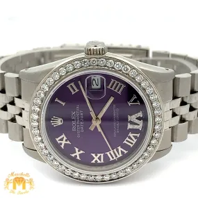 31mm Rolex Watch with Stainless Steel Jubilee Bracelet (custom diamond bezel)