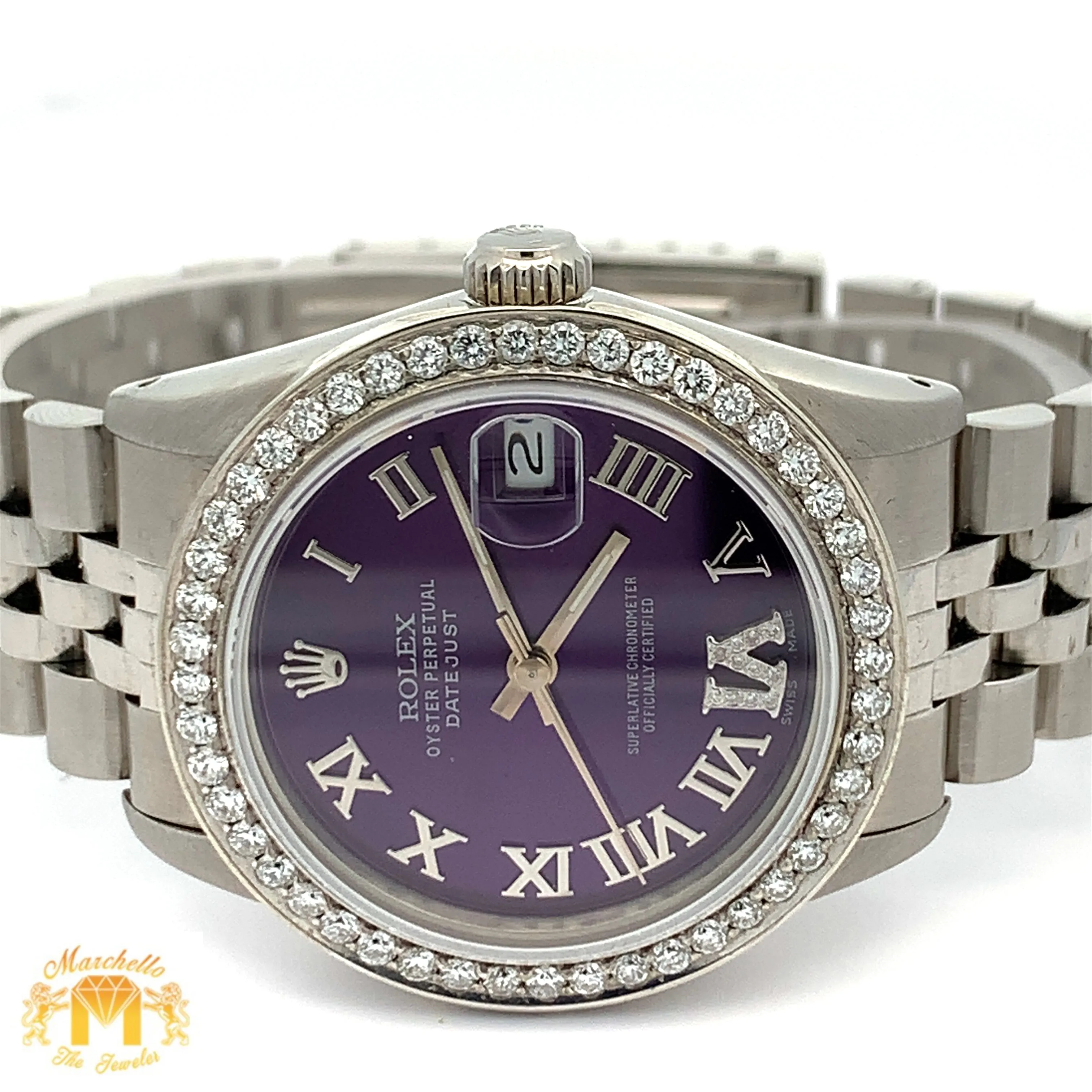 31mm Rolex Watch with Stainless Steel Jubilee Bracelet (custom diamond bezel)