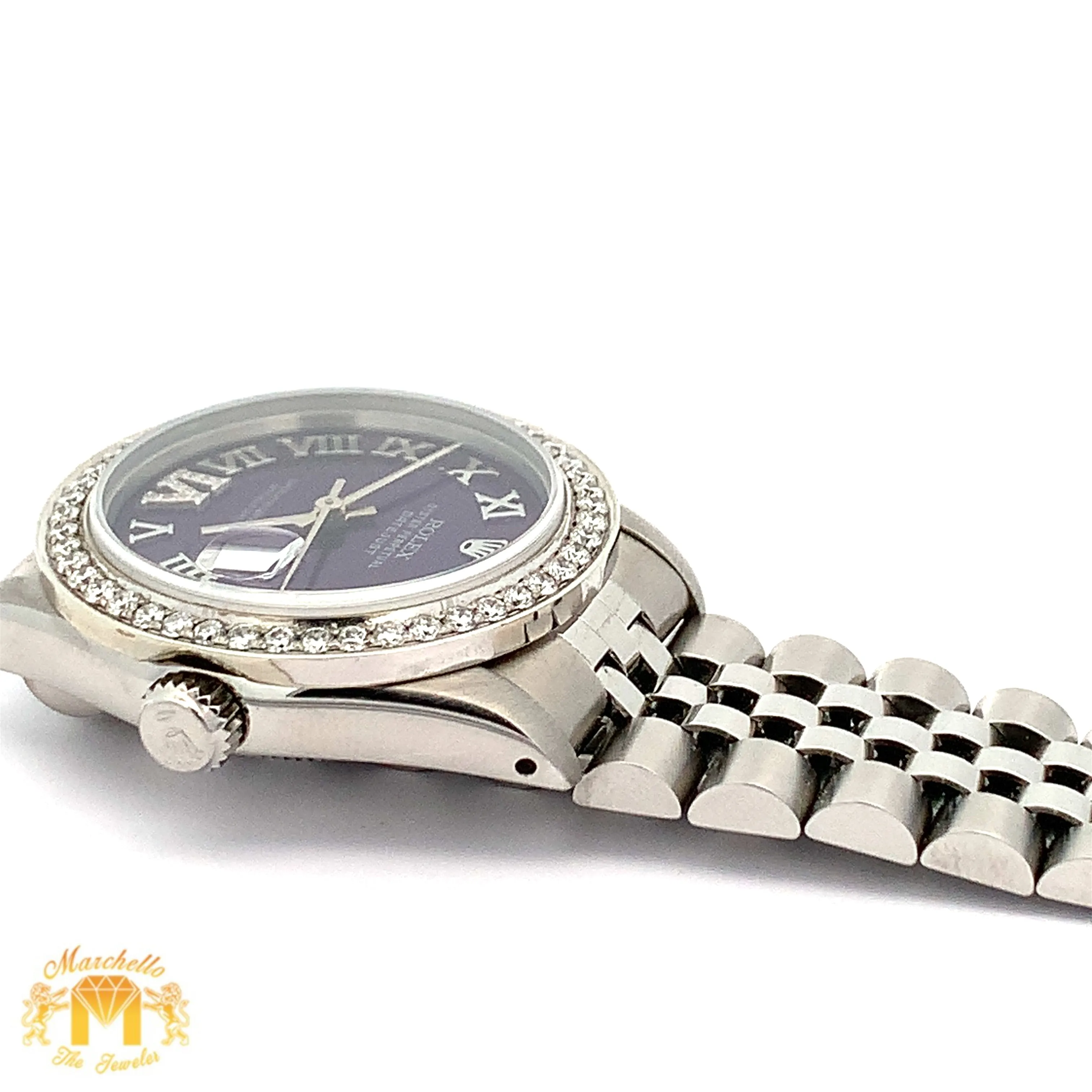 31mm Rolex Watch with Stainless Steel Jubilee Bracelet (custom diamond bezel)