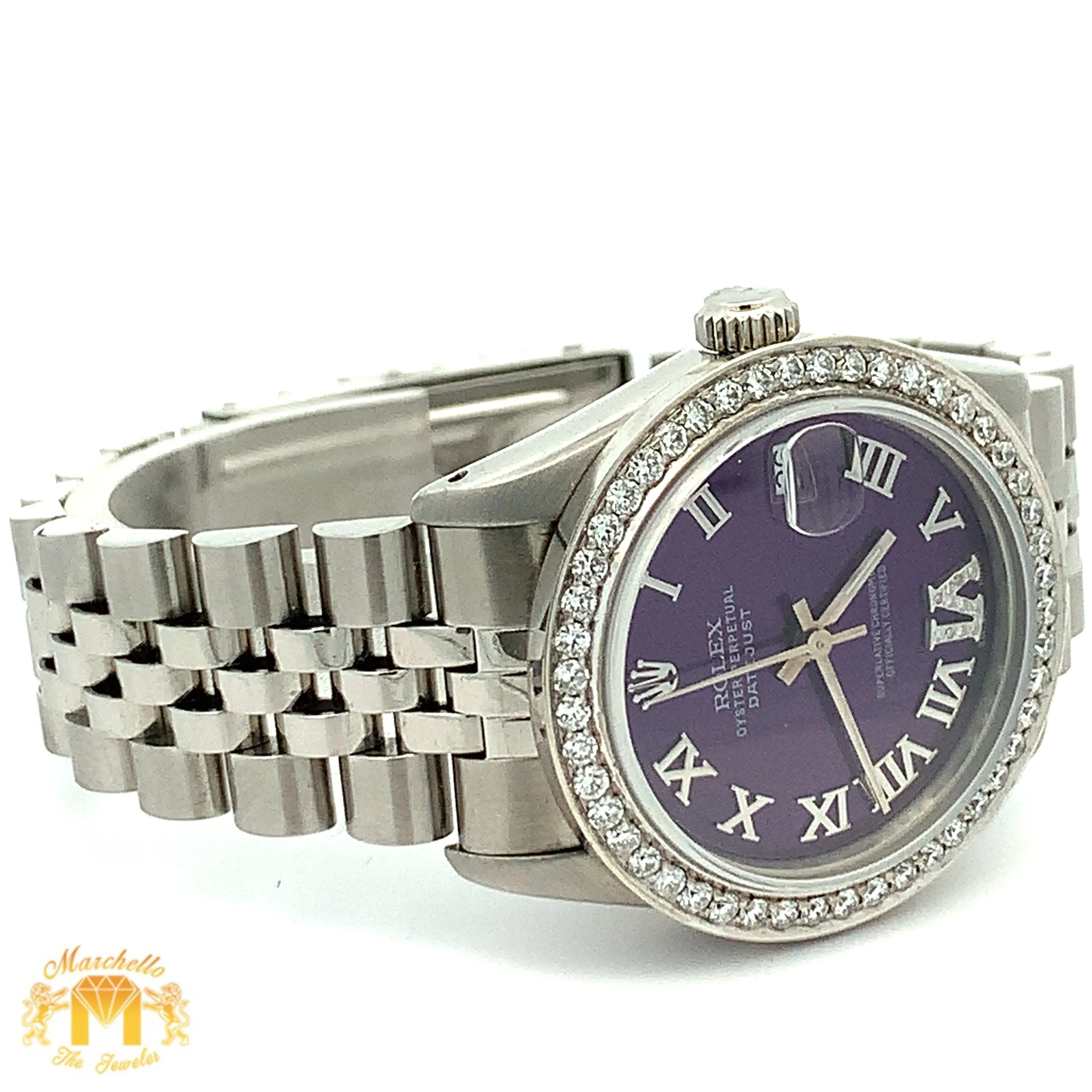 31mm Rolex Watch with Stainless Steel Jubilee Bracelet (custom diamond bezel)