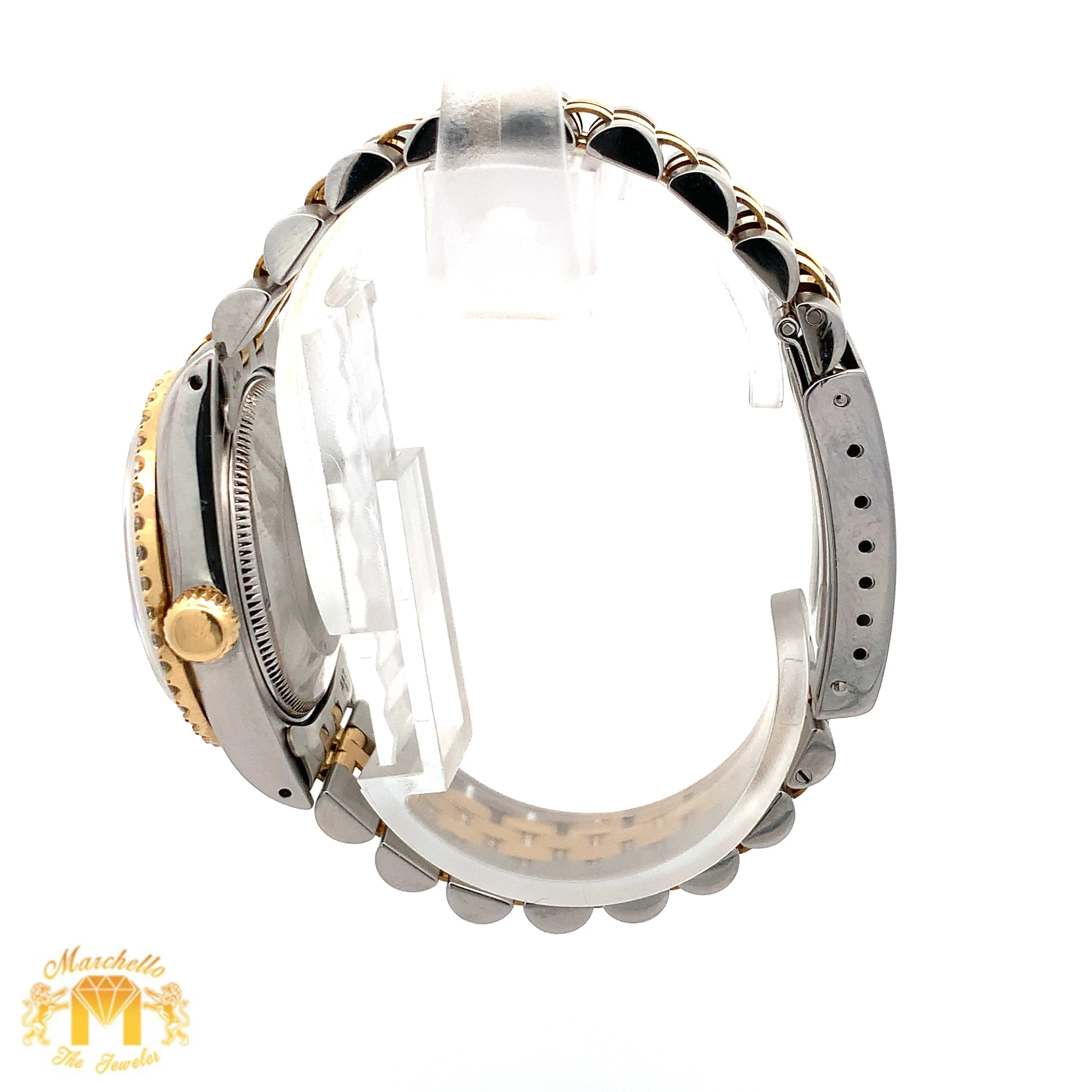 31mm Rolex Watch with Two-Tone Jubilee Bracelet (factory diamond dial, custom diamond bezel)