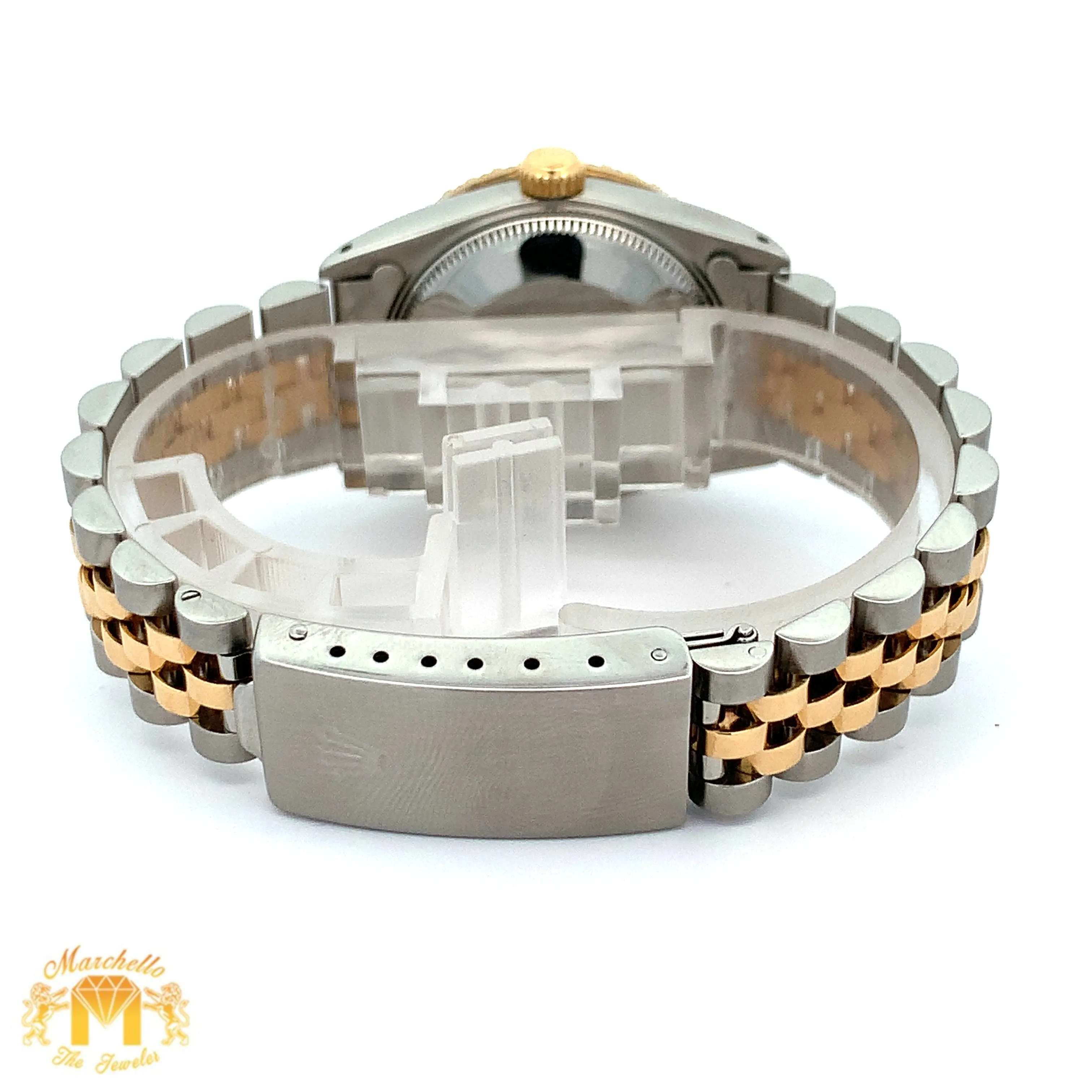 31mm Rolex Watch with Two-Tone Jubilee Bracelet (factory diamond dial, custom diamond bezel)