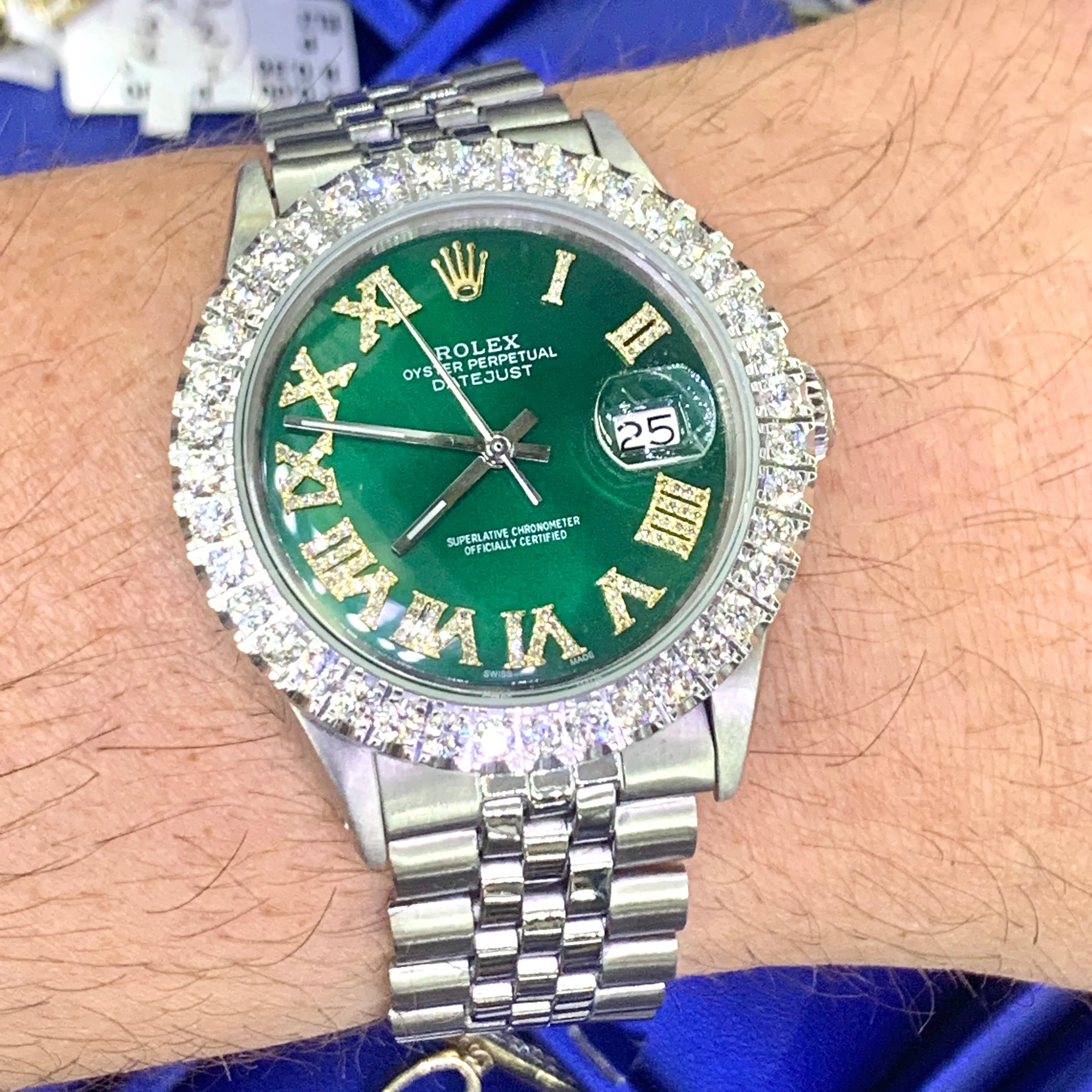36mm 3.6ct Diamond Rolex Datejust Watch with Stainless Steel Jubilee Bracelet