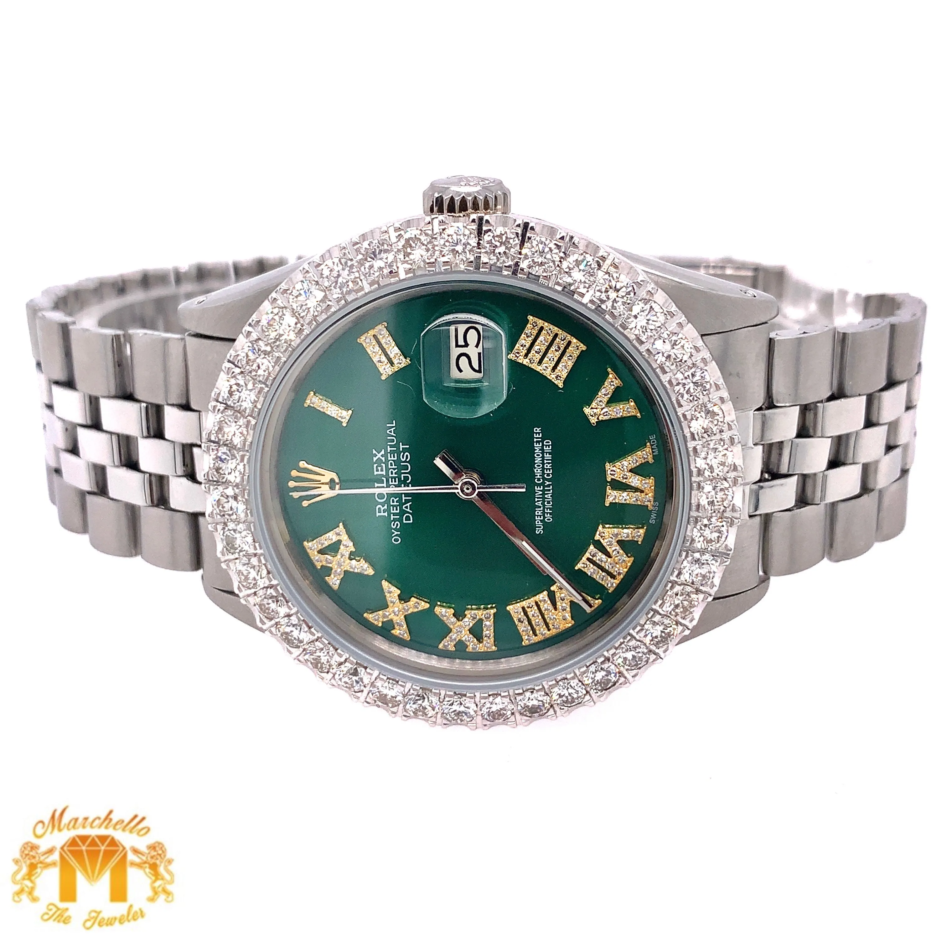 36mm 3.6ct Diamond Rolex Datejust Watch with Stainless Steel Jubilee Bracelet